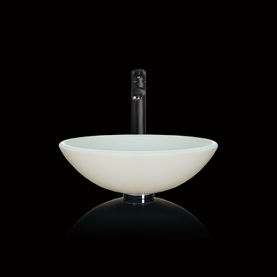 Άσπρο μετριασμένο βαθύ Countertop 380mm κύπελλων λεκανών γυαλιού μήκος 132mm κύκλος ύψους