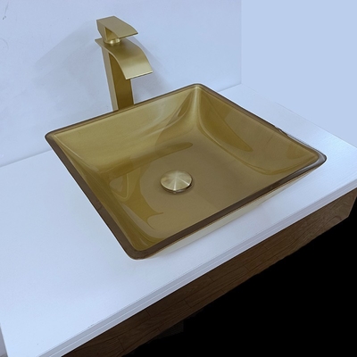 Washroom 400m λεκανών ομαλό βουρτσισμένο μετριασμένο χρυσός γυαλί σκαφών νεροχυτών τετραγωνικό