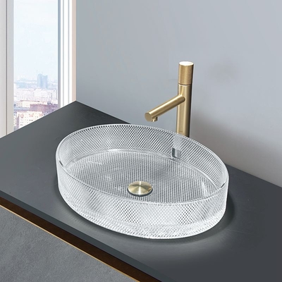 Ανθεκτικό κρύσταλλο γρατσουνιών - σαφές Countertop λεκανών σκαφών γυαλιού που τοποθετείται