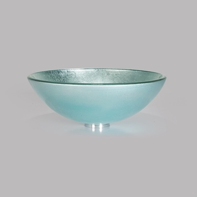Στρογγυλή ασημένια μετριασμένη Countertop λουτρών νεροχυτών γυαλιού λεκάνη πλυσίματος