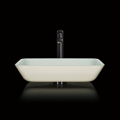 Βάθρο επάνω από αντίθετο ορθογώνιο Countertop λουτρών κύπελλων γυαλιού νεροχυτών σκαφών