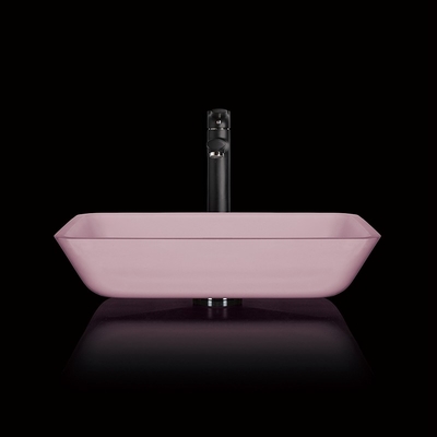 Ρόδινο Countertop λουτρών οξύ γυαλιού λεκανών ορθογώνιο μετριασμένο ματ