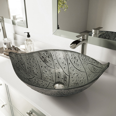 Το φύλλο διαμόρφωσε μεγάλο ωοειδές γκρίζο Countertop γυαλιού σκαφών μετριασμένο νεροχύτης