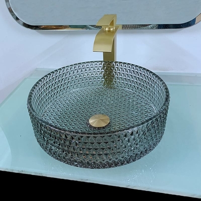 Σύγχρονη Countertop μαύρη επιτραπέζια κορυφή λεκανών πλυσίματος γυαλιού 120mm ύψος καλλιτεχνική