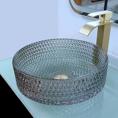 Σύγχρονη Countertop μαύρη επιτραπέζια κορυφή λεκανών πλυσίματος γυαλιού 120mm ύψος καλλιτεχνική