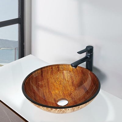 Μετριασμένο Countertop Countertop λειωμένων μετάλλων νεροχυτών γυαλιού καυτό καφετί χρώμα