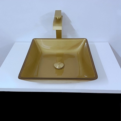 Washroom 400m λεκανών ομαλό βουρτσισμένο μετριασμένο χρυσός γυαλί σκαφών νεροχυτών τετραγωνικό