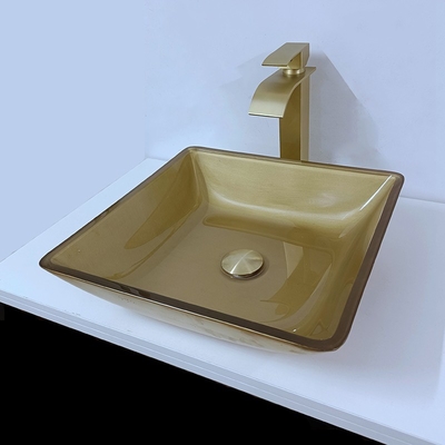 Washroom 400m λεκανών ομαλό βουρτσισμένο μετριασμένο χρυσός γυαλί σκαφών νεροχυτών τετραγωνικό