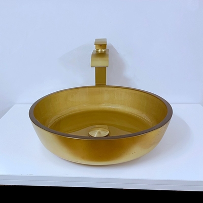βουρτσισμένο κύπελλο 420mm λεκανών γυαλιού 110mm ύψος μήκος γύρω από τον κυκλικό νεροχύτη σκαφών