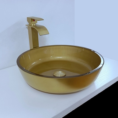 βουρτσισμένο κύπελλο 420mm λεκανών γυαλιού 110mm ύψος μήκος γύρω από τον κυκλικό νεροχύτη σκαφών