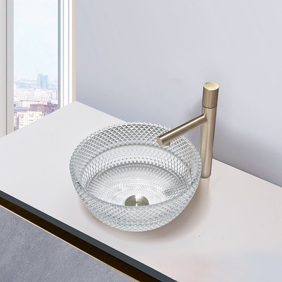 Κρύσταλλο - σαφείς Countertop λουτρών λεκανών σκαφών γυαλιού Calathiform νεροχύτες