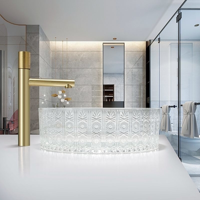 Τοποθετημένες Countertop λεκάνες σκαφών γυαλιού για το λεκέ ντεκόρ γραφείων ανθεκτικό