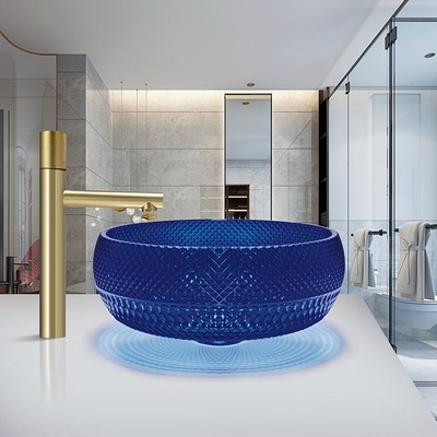 Countertop χρώματος λεκανών σκαφών γυαλιού κρυστάλλου βασιλικός μπλε νεροχύτης