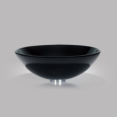 420mm μετριασμένες Countertop λουτρών νεροχυτών γυαλιού μαύρες λεκάνες πλυσίματος