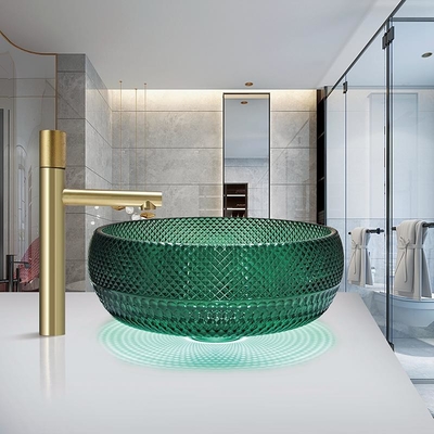 Τοποθετημένη Countertop λεκάνη πλυσίματος πλυσίματος λουτρών κρυστάλλου νεροχυτών σκαφών γυαλιού